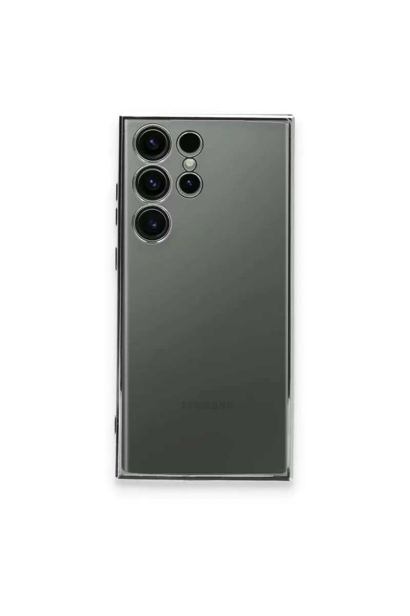 Newface Samsung Galaxy S23 Ultra Kılıf Razer Lensli Silikon - Gümüş