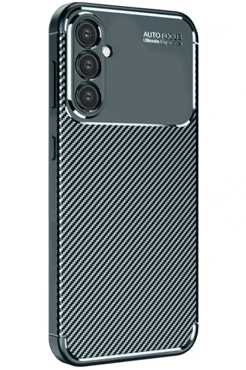 Newface Samsung Galaxy A56 Kılıf Auto Focus Karbon Kapak - Koyu Yeşil