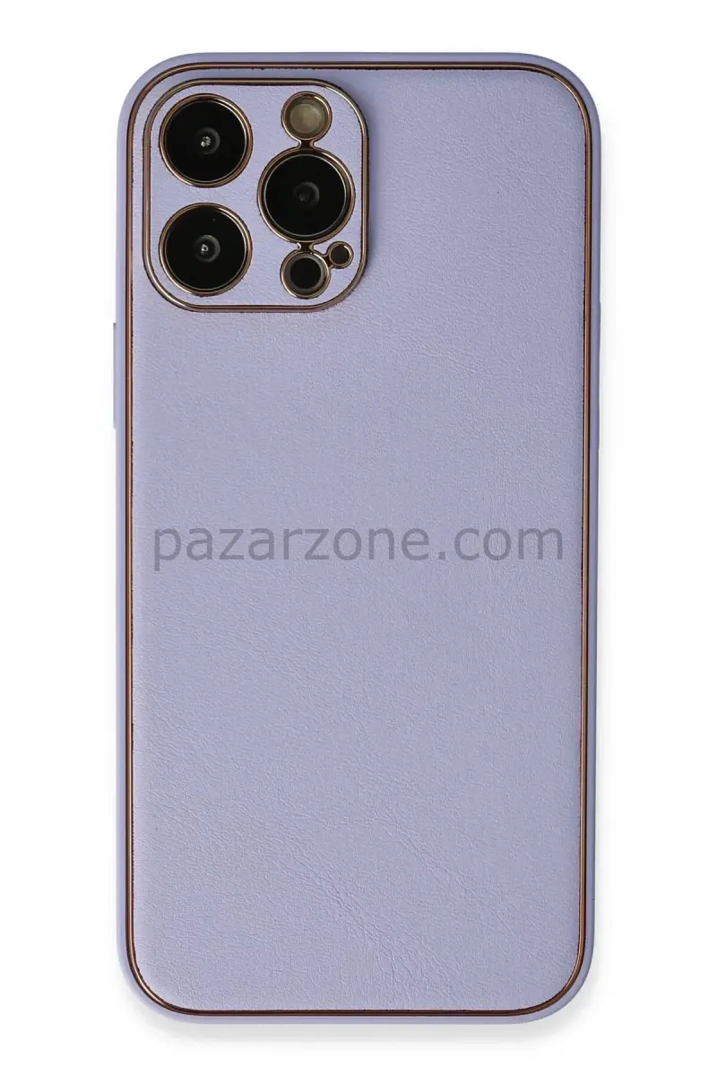 Newface Apple iPhone 13 Pro Max Kılıf Coco Deri Silikon Kapak - Açık Lila