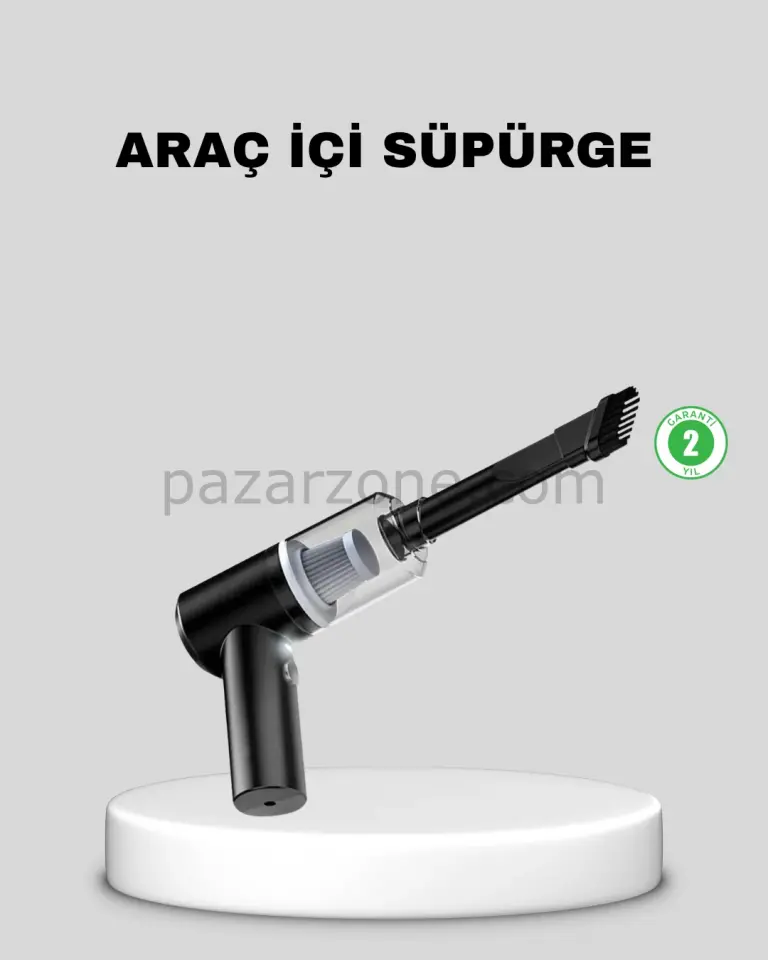 Mini Şarjlı Araç Süpürgesi – 120W Güçlü Motor, 5500PA Vakum Emiş, Yıkanabilir Filtre