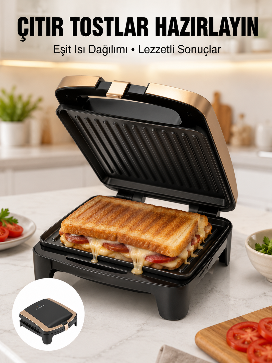 Tost Makinesi Ev Tipi Pratik Kullanım 4 Tost Kapasiteli Yeni Nesil