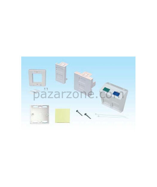 Fransız Tipi 45 derece açılı 2 portlu priz,shutter ve renkli ikonuyla 45*45