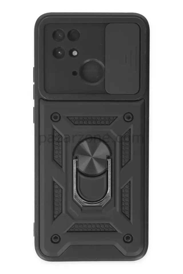 Newface Xiaomi Redmi 10C Kılıf Pars Lens Yüzüklü Silikon - Siyah