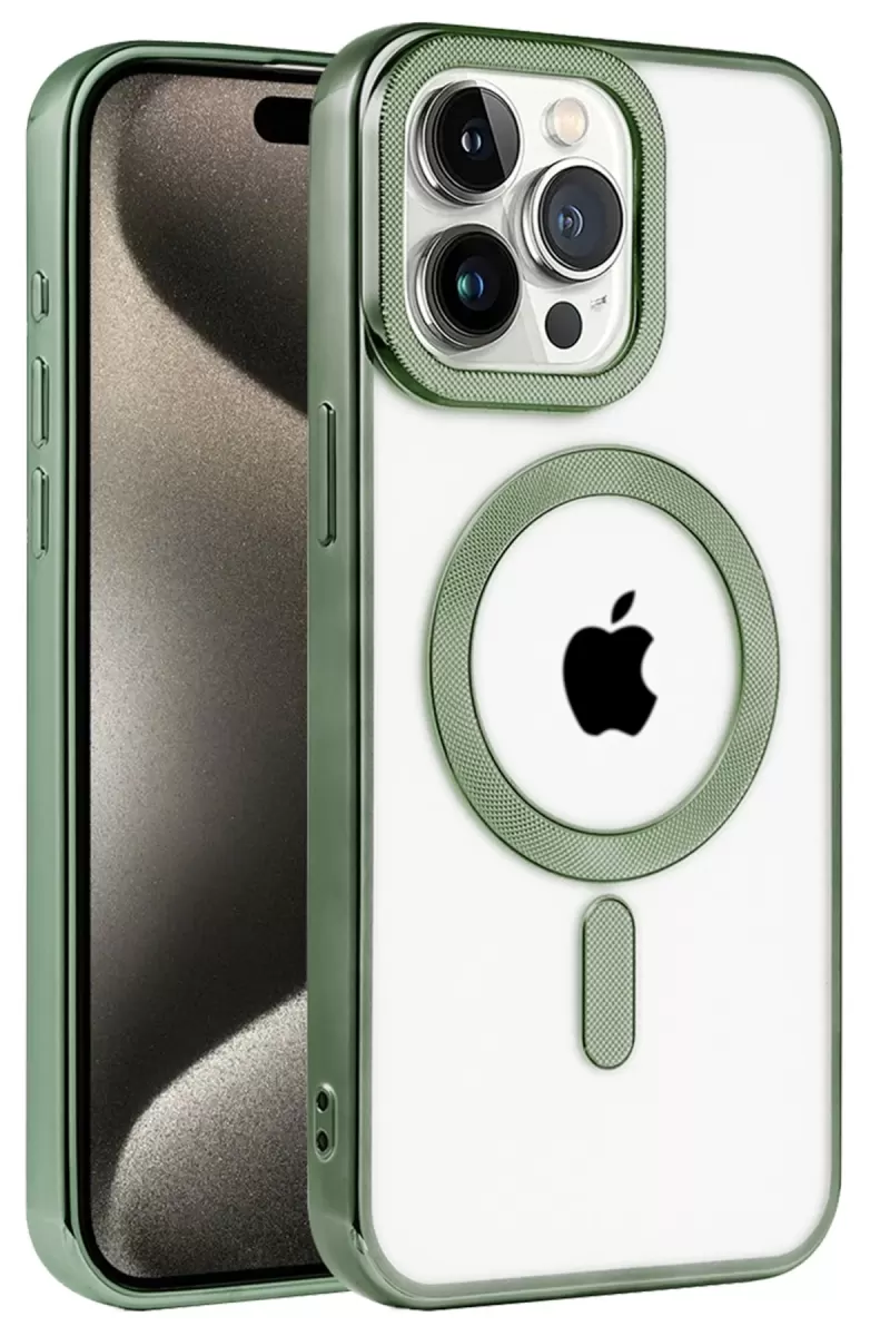 Newface Apple iPhone 14 Pro Max Kılıf Kronos Magsafe Kapak - Koyu Yeşil