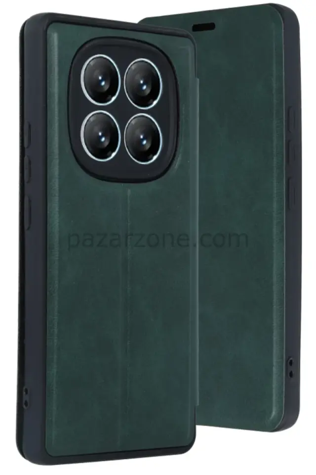 Newface Xiaomi Redmi Note 14 Pro 5G Kılıf Flip Cover - Koyu Yeşil