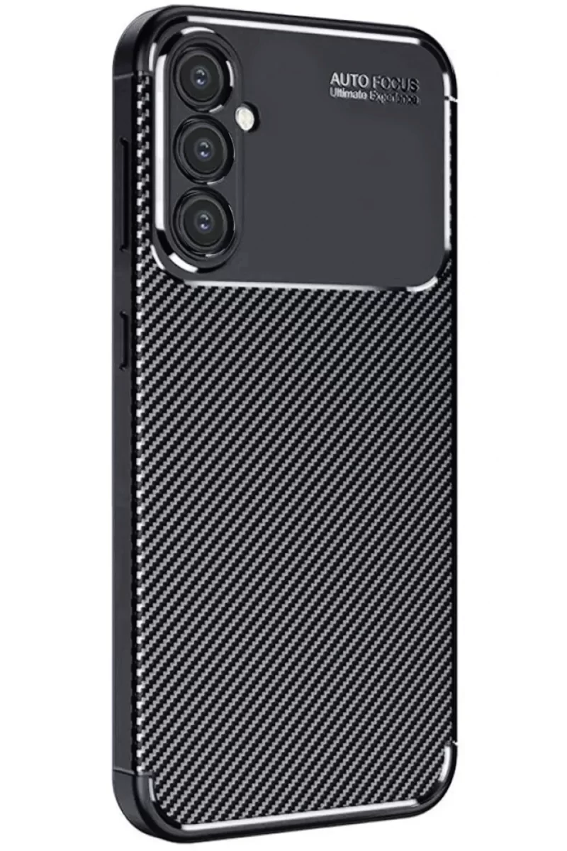 Newface Samsung Galaxy A56 Kılıf Auto Focus Karbon Kapak - Siyah