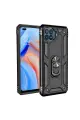 Newface Oppo Reno 4 Lite Kılıf Sofya Yüzüklü Silikon Kapak - Siyah