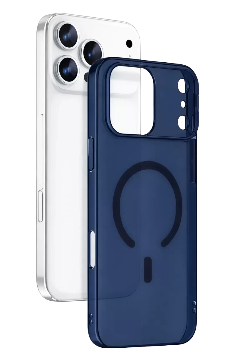 Newface Apple iPhone 17 Pro Max Combo Sert Şeffaf Magsafe Kapak - Mavi