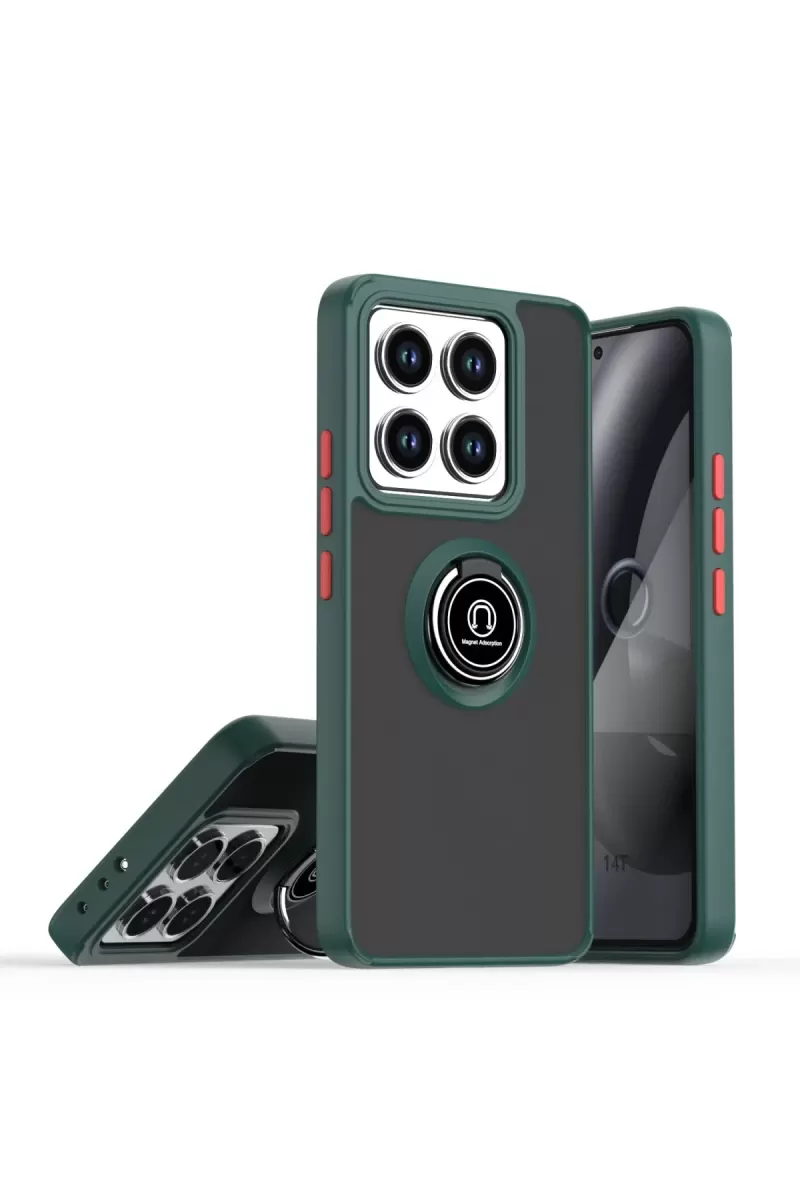 Newface Xiaomi Mi 15 Kılıf Montreal Yüzüklü Silikon Kapak - Yeşil