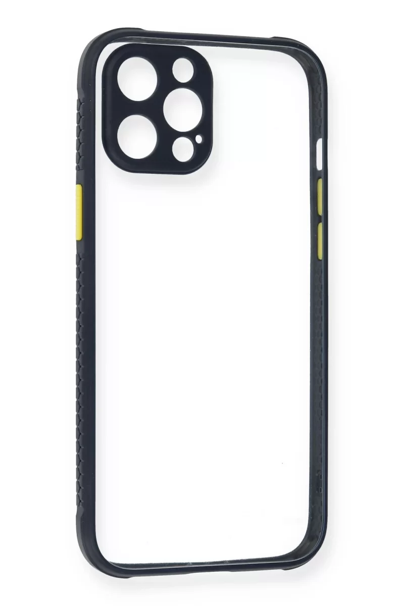 Newface Apple iPhone 12 Pro Kılıf Miami Şeffaf Silikon - Lacivert