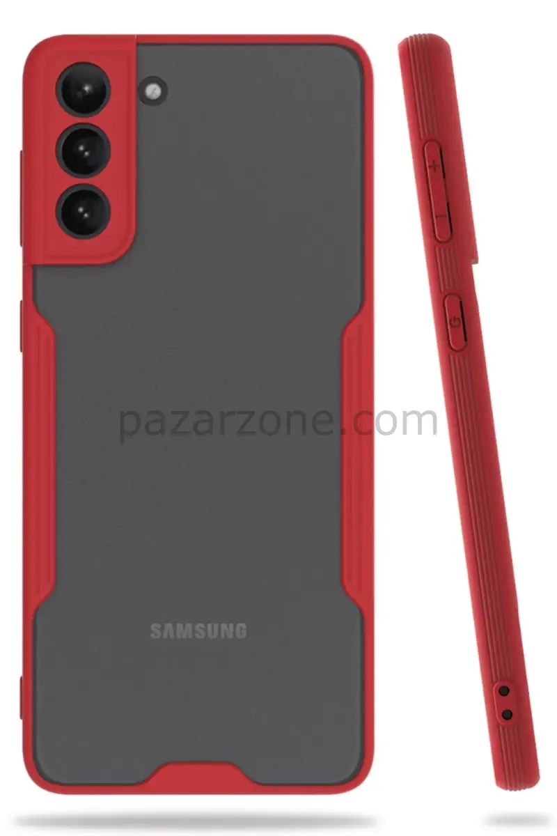 Newface Samsung Galaxy S21 Plus Kılıf Platin Silikon - Kırmızı