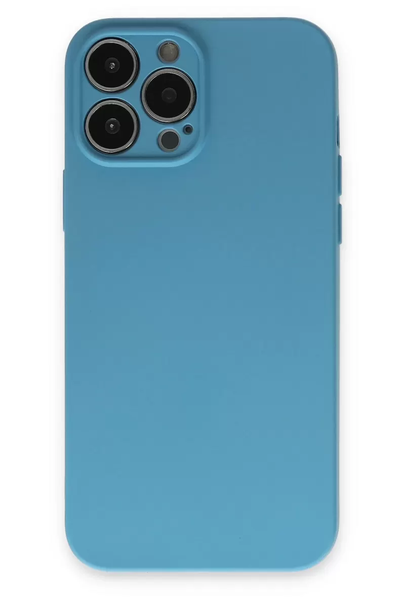 Newface Apple iPhone 13 Pro Max Kılıf Nano içi Kadife Silikon - Mavi