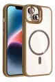 Joko Apple iPhone 15 Plus Remim Lensli Magsafe Standlı Kapak - Kahverengi