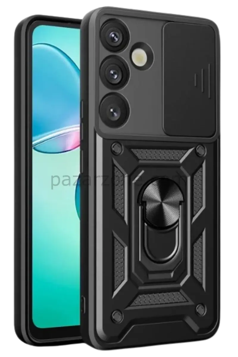 Newface Samsung Galaxy S25 FE Pars Lens Yüzüklü Silikon - Siyah