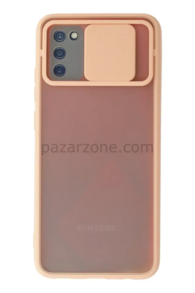 Newface Samsung Galaxy A02S Kılıf Palm Buzlu Kamera Sürgülü Silikon - Pembe