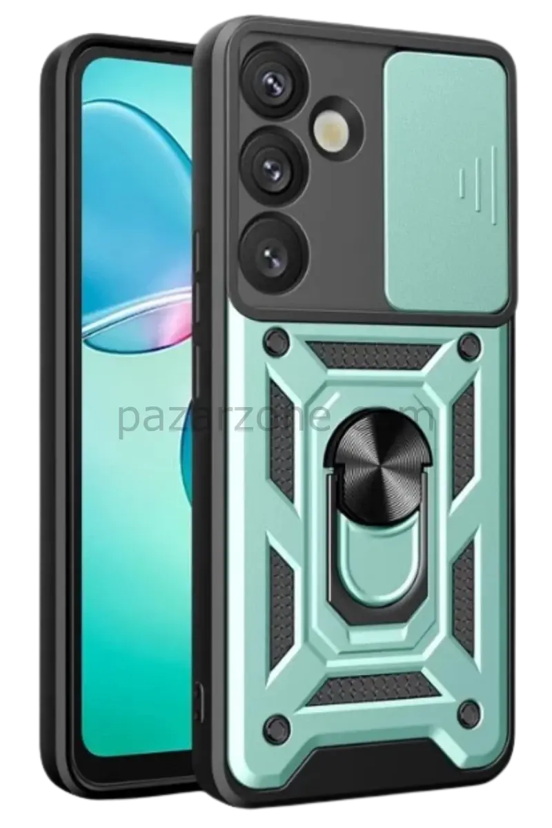 Newface Samsung Galaxy S25 FE Pars Lens Yüzüklü Silikon - Yeşil