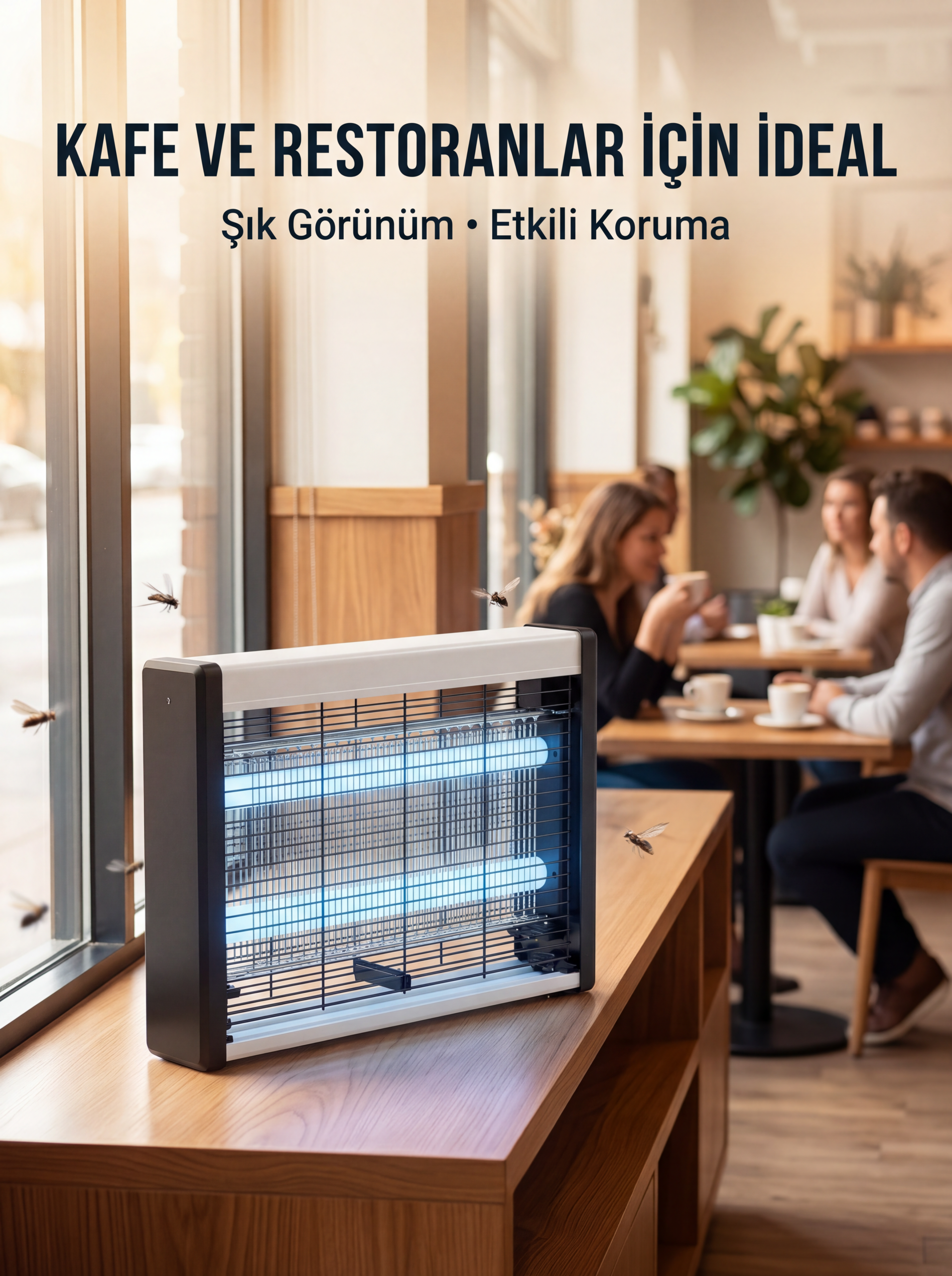 Elektrikli Sinek Öldürücü Lamba Güçlü UV Işık Teknolojisi