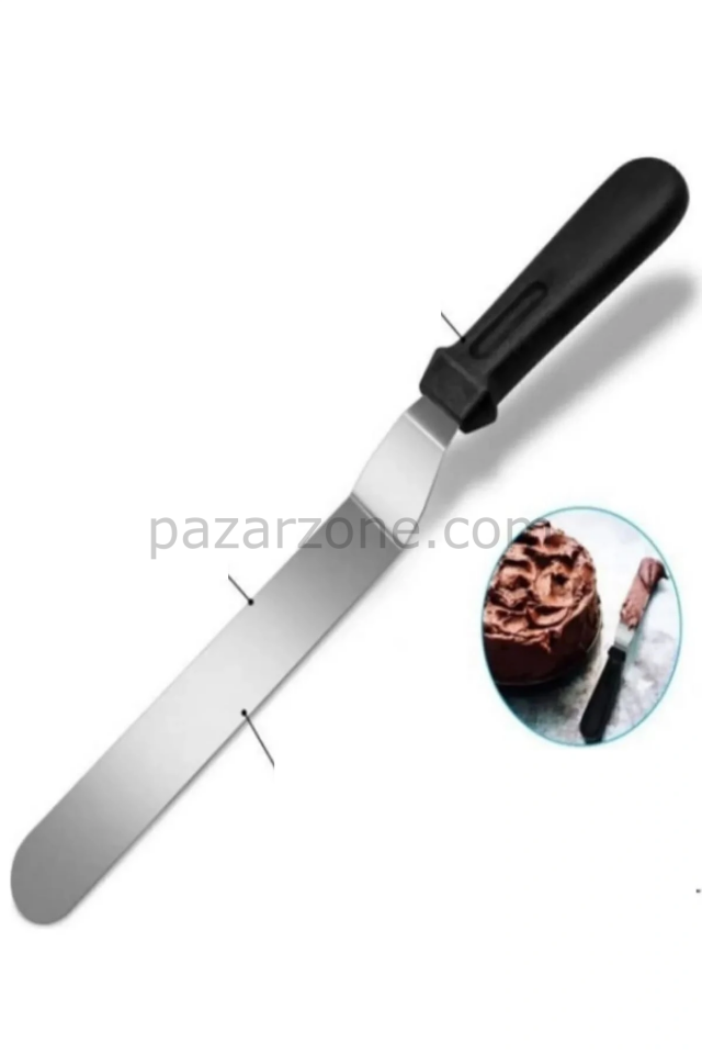 2li Set Hamur Şekillendirici Eğik Pasta Spatulası +metal Hamur Kesici Kazıyıcı Spatula