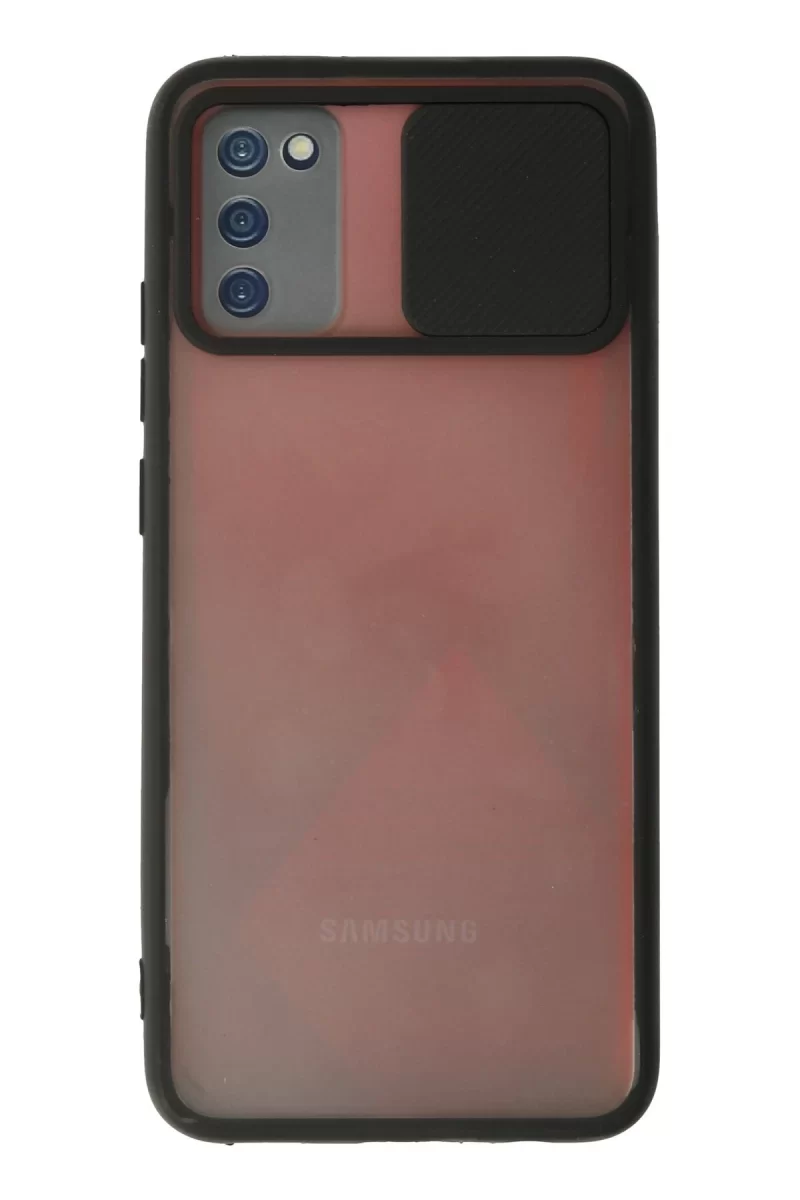 Newface Samsung Galaxy A02S Kılıf Palm Buzlu Kamera Sürgülü Silikon - Siyah