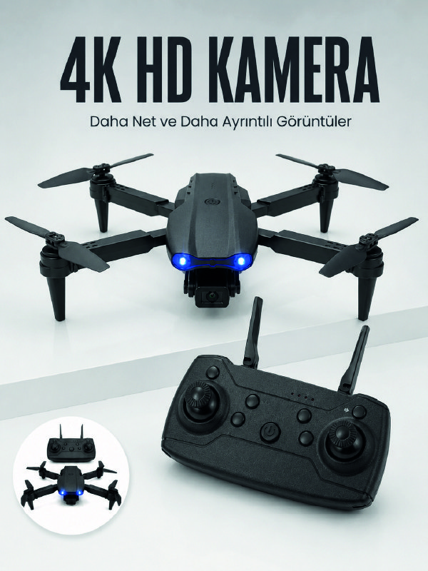 E99 Pro 4K HD Kameralı Katlanabilir Drone APP Kontrollü Uzaktan Kumandalı Mini Drone