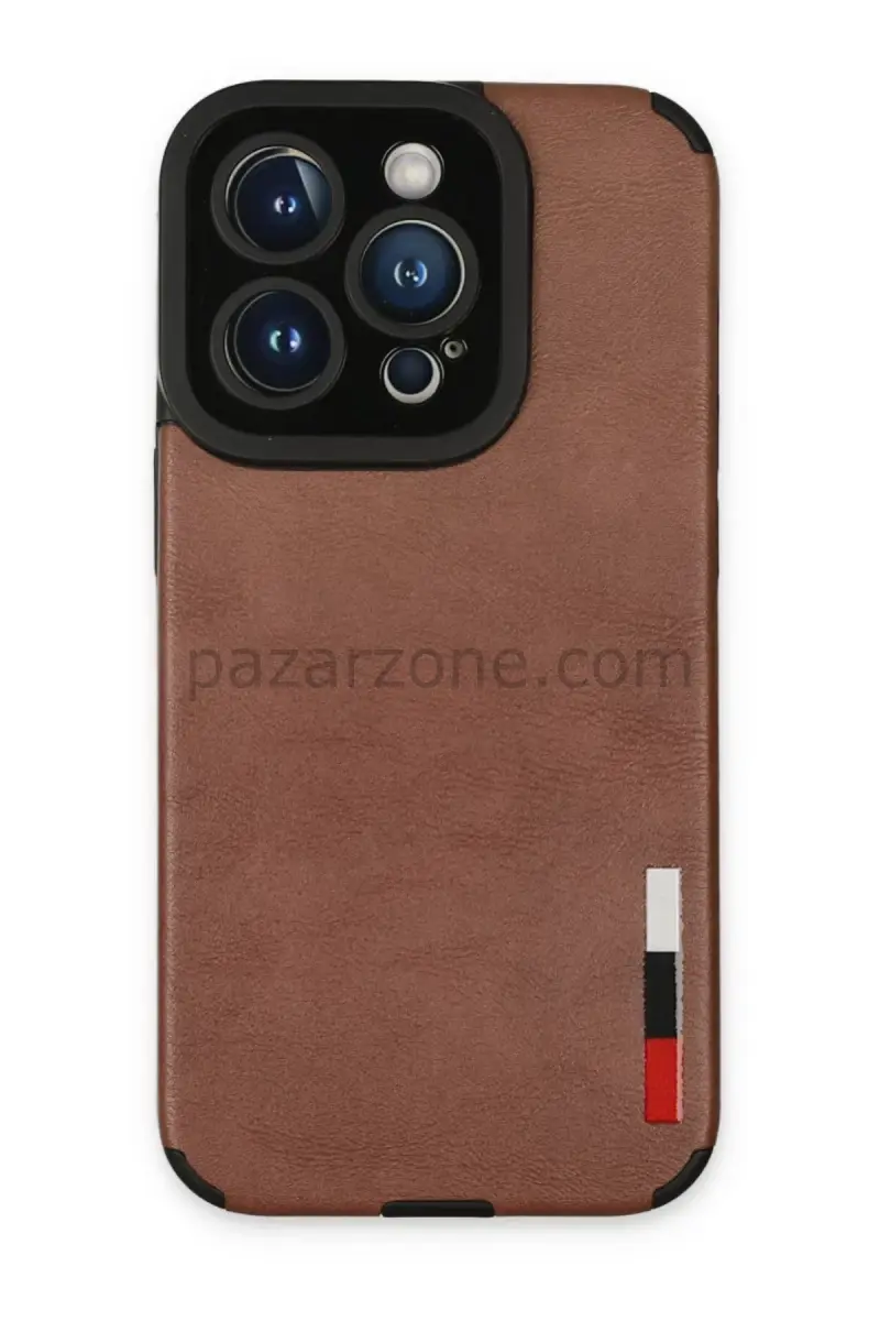 Newface Apple iPhone 14 Pro Max Kılıf Loop Deri Silikon - Kahverengi