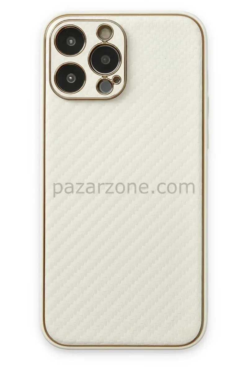 Newface Apple iPhone 13 Pro Max Kılıf Coco Karbon Silikon - Beyaz