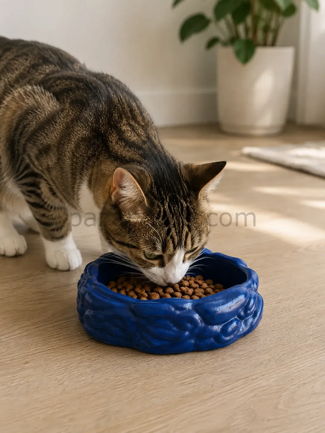 Eko Form Model Beton Kedi Köpek Mama ve Su Kabı (16cm*16cm*5.5cm) - Lacivert