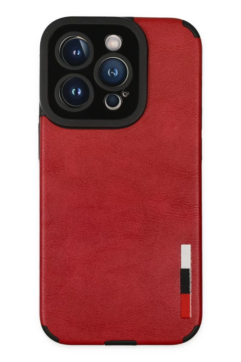 Newface Apple iPhone 14 Pro Max Kılıf Loop Deri Silikon - Kırmızı