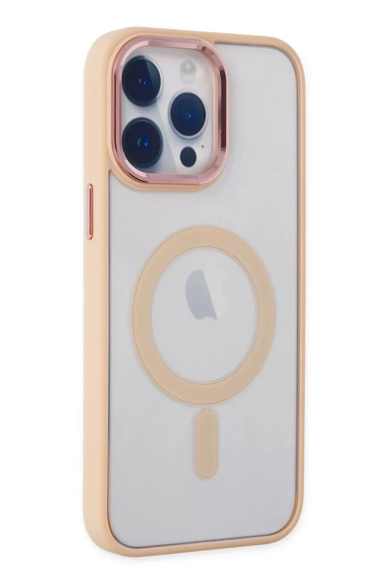 Newface Apple iPhone 14 Pro Max Kılıf Room Magneticsafe Silikon - Pudra