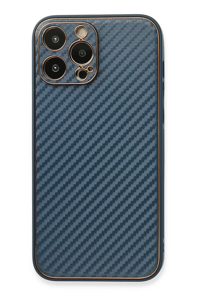Newface Apple iPhone 13 Pro Max Kılıf Coco Karbon Silikon - Mavi
