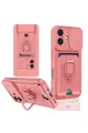 Newface Apple iPhone 16 Kılıf Zuma Kartvizitli Yüzüklü Silikon - Pembe