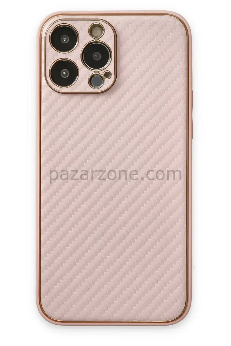 Newface Apple iPhone 13 Pro Max Kılıf Coco Karbon Silikon - Pembe