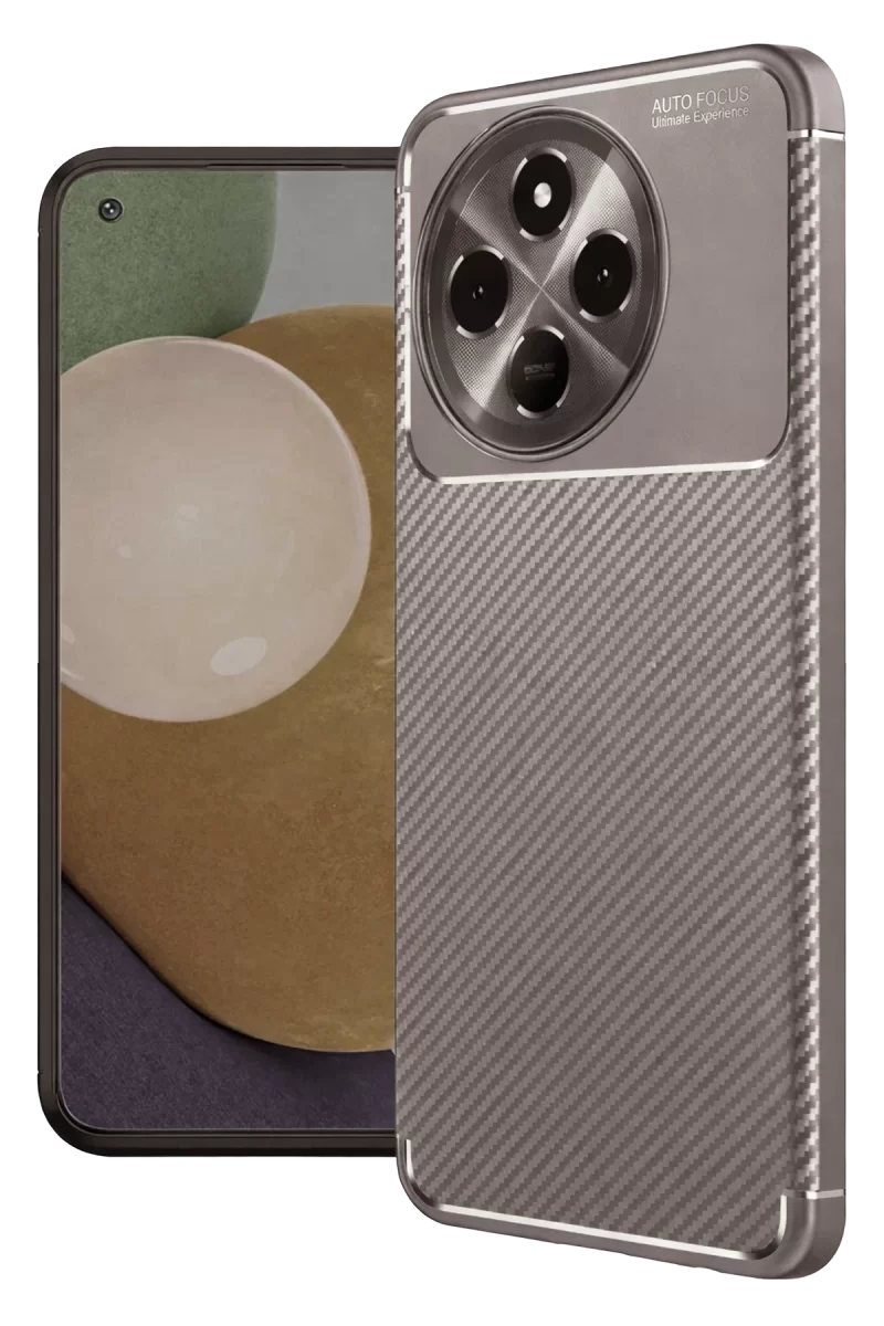 Newface Tecno Spark 30 Pro Kılıf Auto Focus Karbon Kapak - Gri