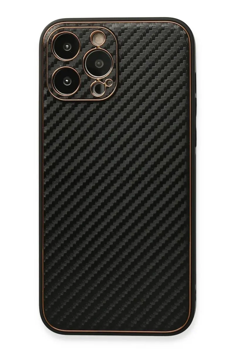 Newface Apple iPhone 13 Pro Max Kılıf Coco Karbon Silikon - Siyah