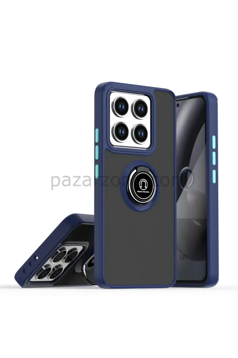 Newface Xiaomi Mi 15 Pro Kılıf Montreal Yüzüklü Silikon Kapak - Lacivert