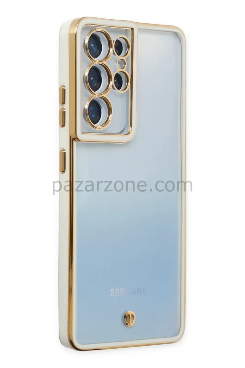 Newface Samsung Galaxy S21 Ultra Kılıf Liva Lens Silikon - Beyaz