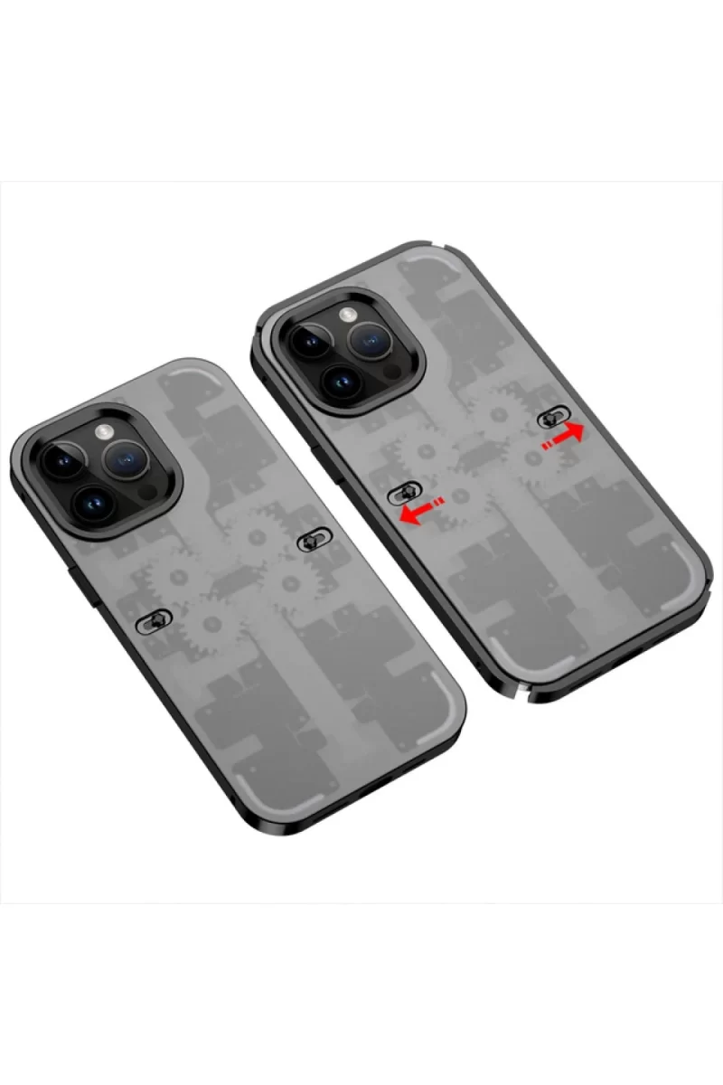 Newface Apple iPhone 14 Pro Max Kılıf Mekanik Bumper Kapak - Siyah