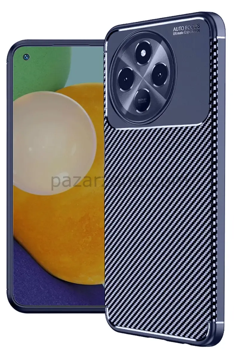 Newface Tecno Spark 30 Pro Kılıf Auto Focus Karbon Kapak - Lacivert
