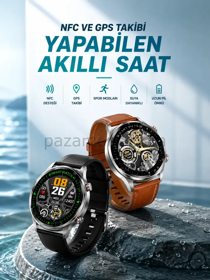 Bluetooth Bağlantılı Akıllı Saat Tüm Telefonlara Uyumlu Değiştirilebilir Kordon