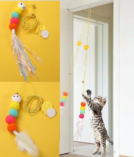 Elastik Yapışkanlı Kedi Oyun Oltası