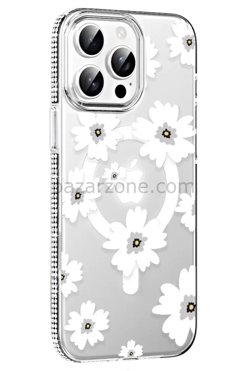 Joko Apple iPhone 14 Pro Max Floral Magsafe Kapak - Beyaz