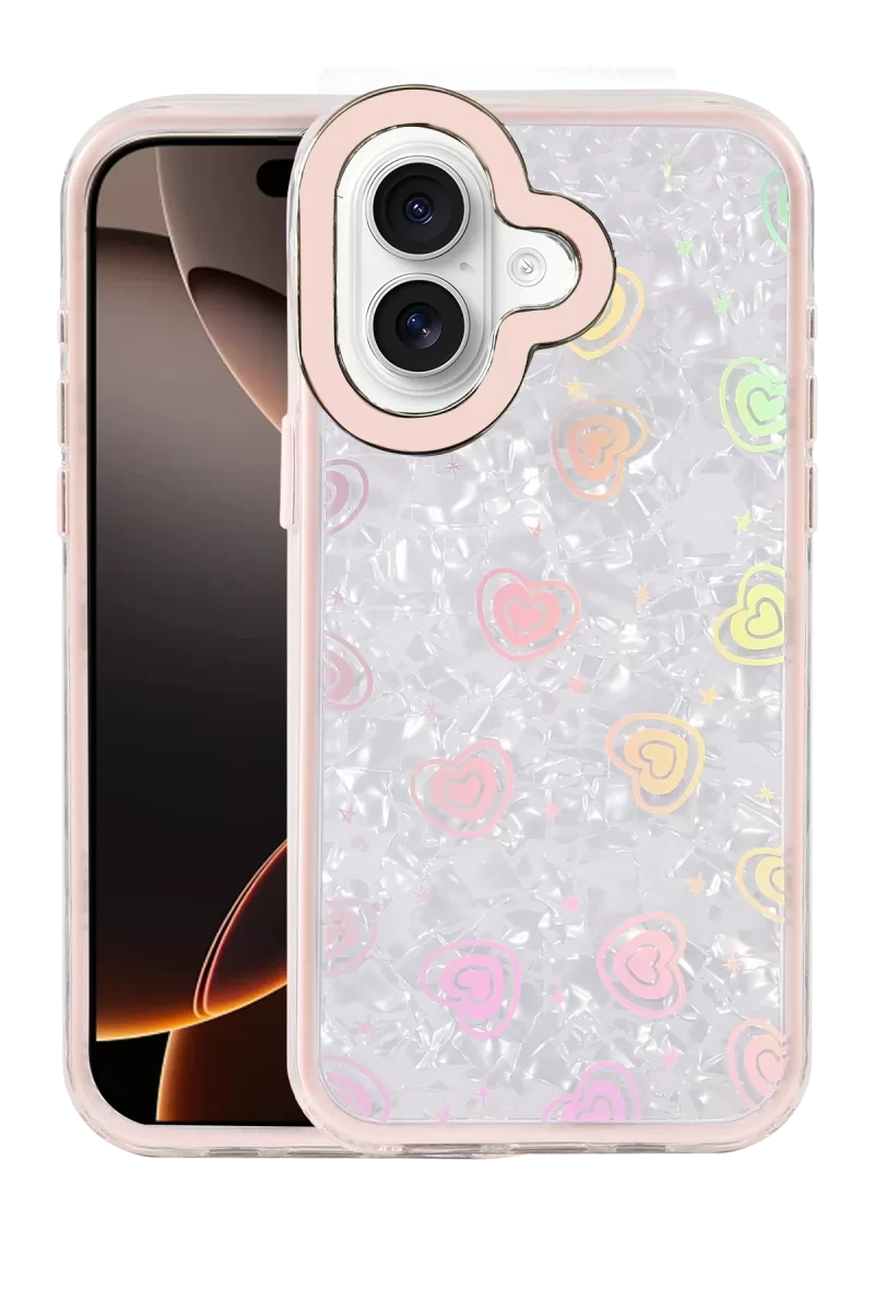 Newface Apple iPhone 16 Lumi Desenli Kapak - Pembe