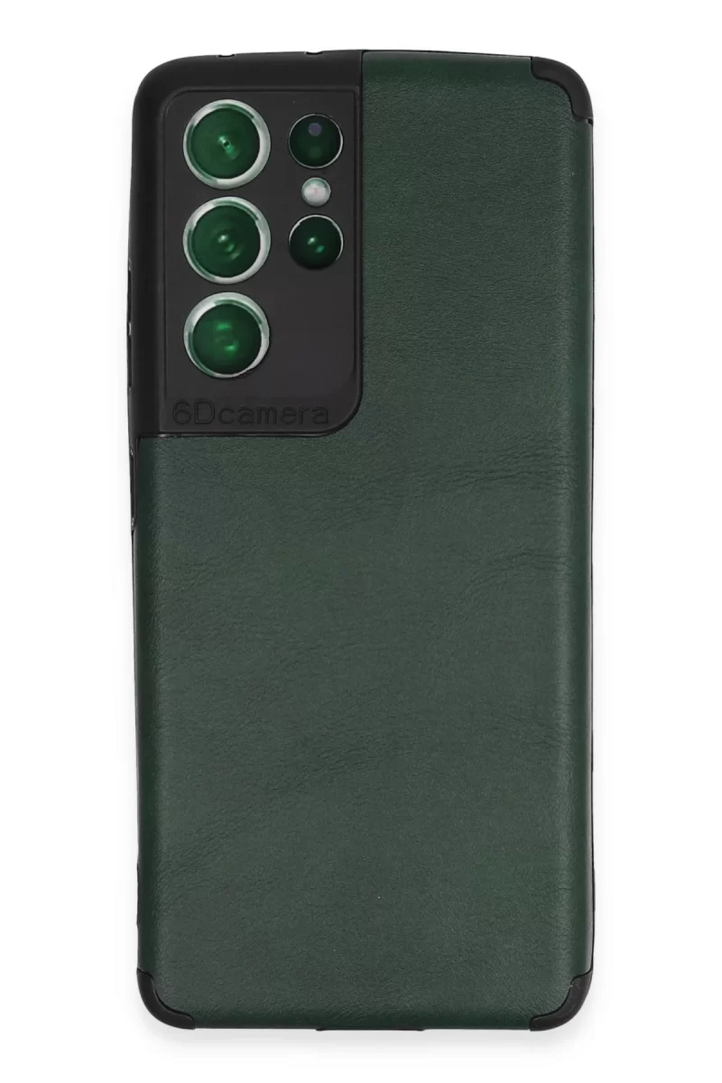 Newface Samsung Galaxy S21 Ultra Kılıf Loop Deri Silikon - Yeşil