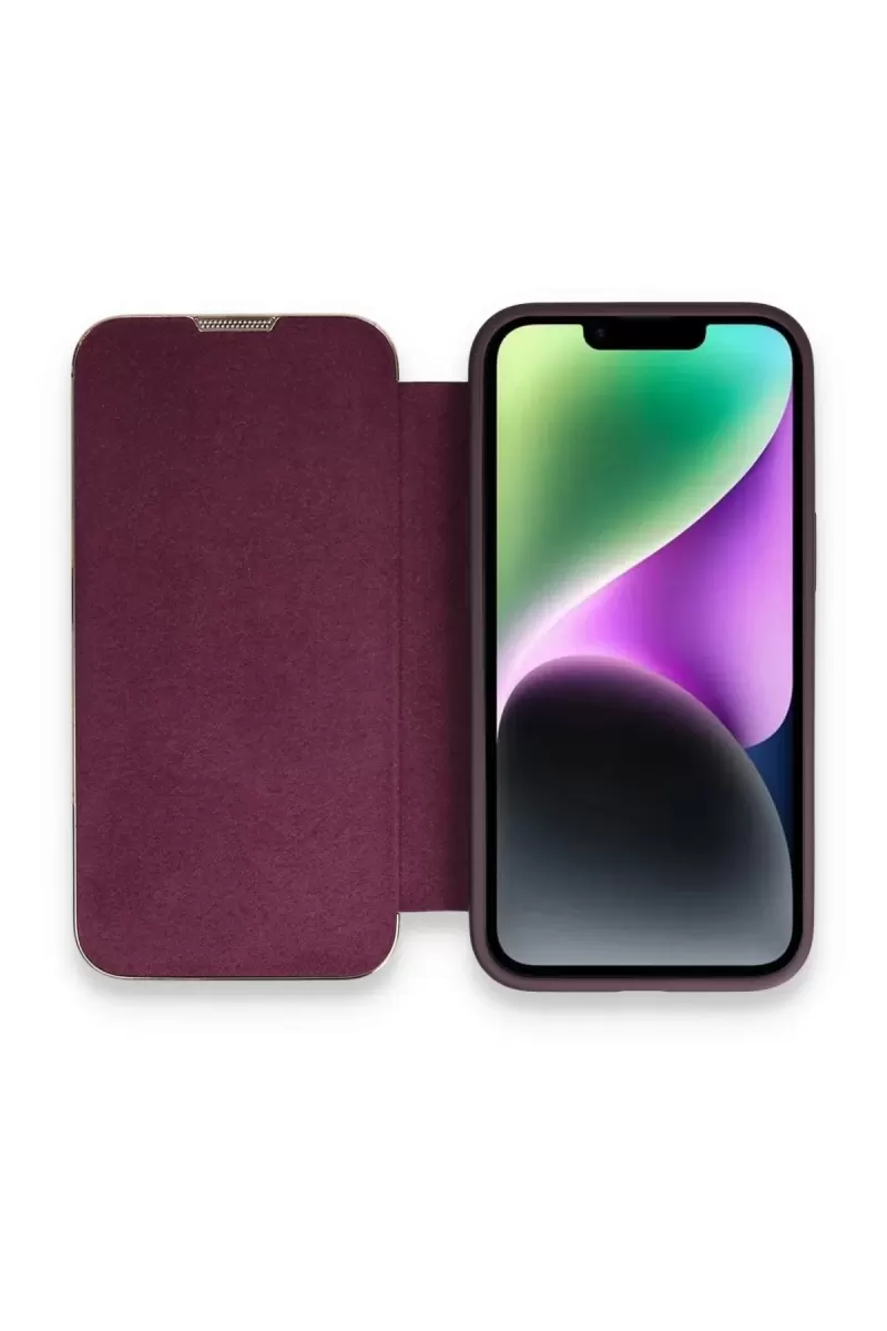 Newface Apple iPhone 13 Pro Max Kılıf Dolpin Kapaklı - Derin Mor
