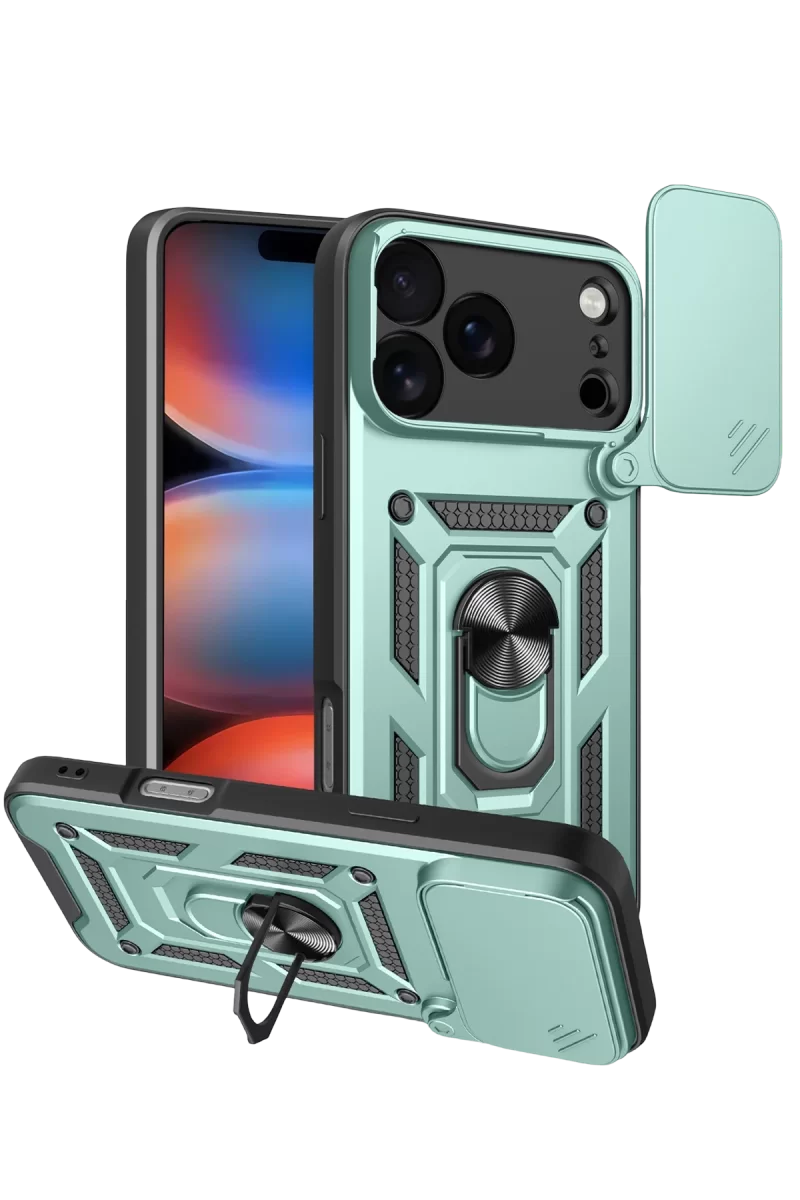 Newface Apple iPhone 17 Pro Max Pars Lens Yüzüklü Silikon - Yeşil