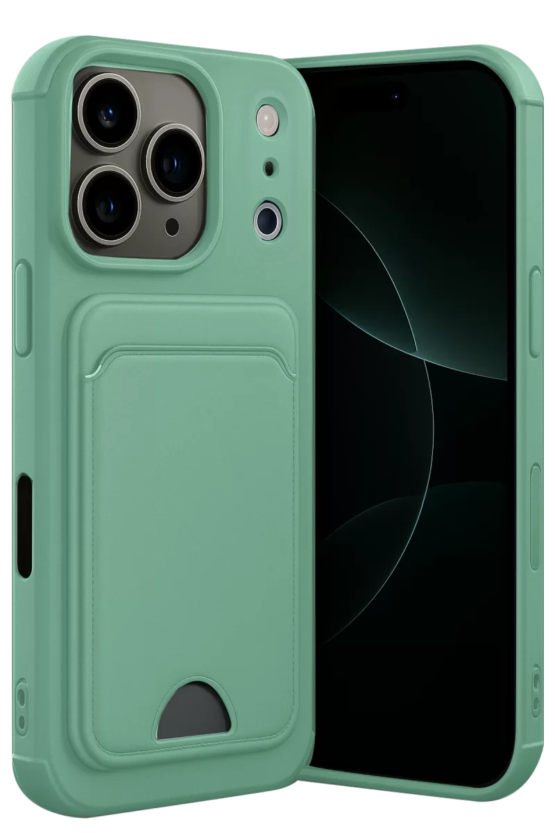 Newface Apple iPhone 17 Pro Max Kelvin Kartvizitli Silikon - Açık Yeşil