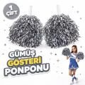 1 Çift Gümüş Renk Okul Gösteri Ponponları Ekstra Dolgun