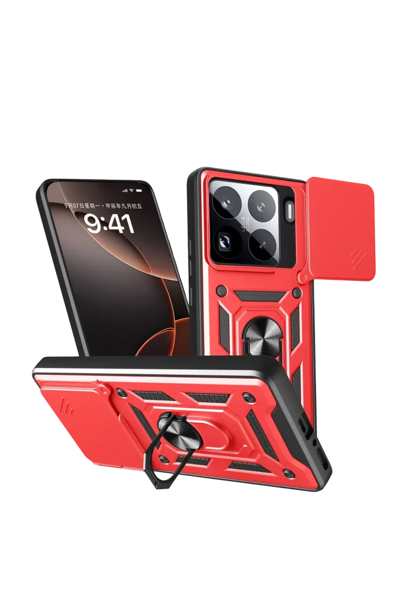 Newface Xiaomi Mi 15 Pro Kılıf Pars Lens Yüzüklü Silikon - Kırmızı