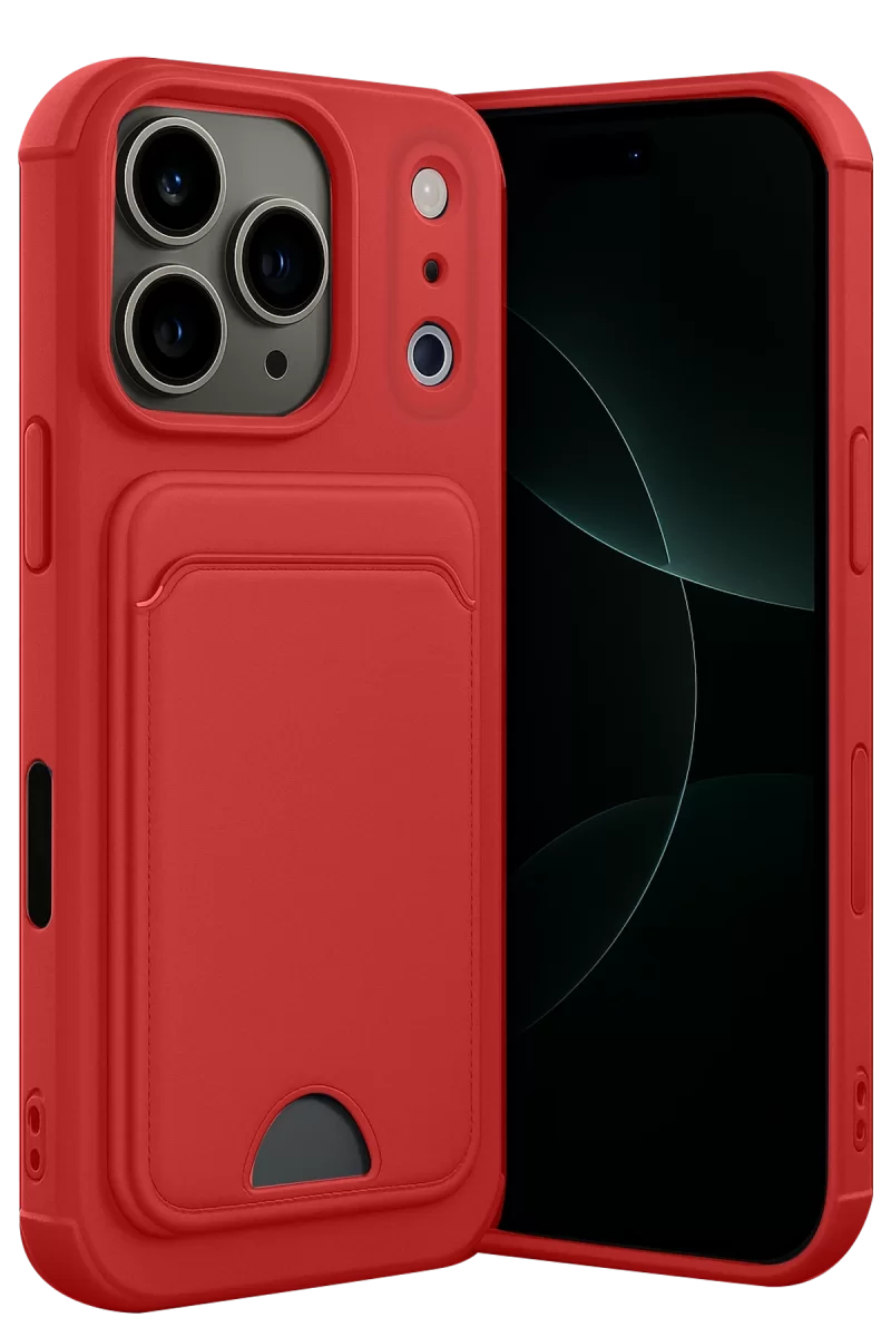 Newface Apple iPhone 17 Pro Max Kelvin Kartvizitli Silikon - Kırmızı