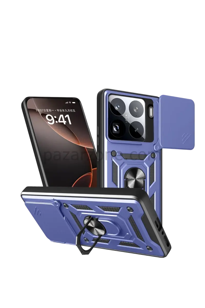 Newface Xiaomi Mi 15 Pro Kılıf Pars Lens Yüzüklü Silikon - Lacivert